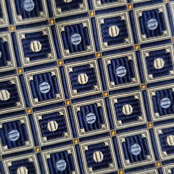 Robert Talbott Navy Geometric Print Silk Tie 58" x 4" - Picture 10 of 10